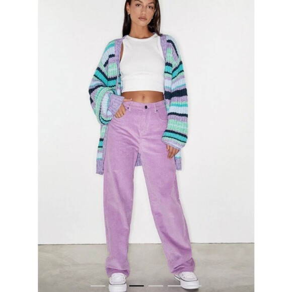 Motel Rocks Pants - Parallel Trouser Cord Lilac Size M Pop of Color Purple Corduroy Spring Summer